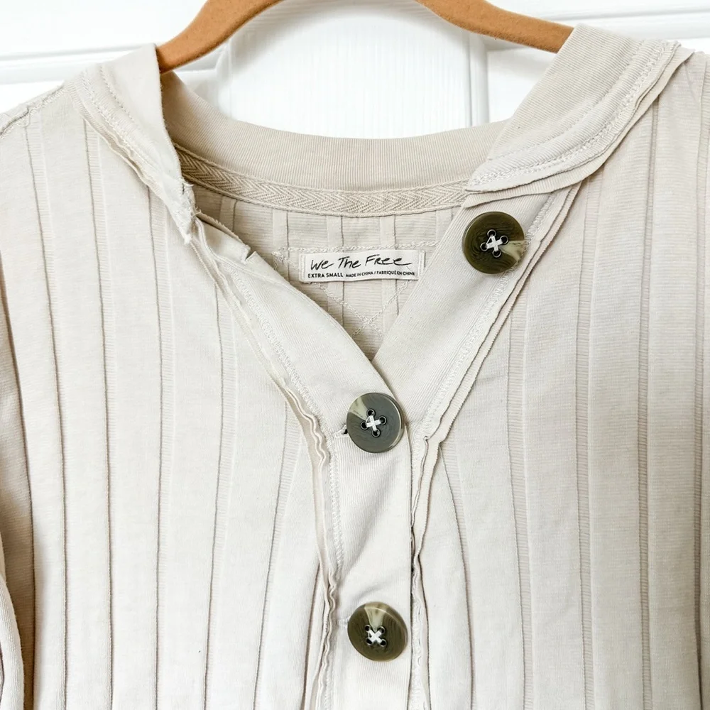 FREE PEOPLE We The Free In The Mix Henley Women's Cream Top - XSmall